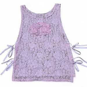 Baby Pink Lace Sleeveless Top with Side Ties 🩷